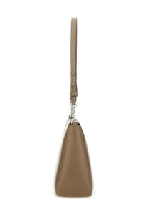 Tory Burch women’s Perry shoulder bag in grey leather with tan shoulder strap and silver toned hardware