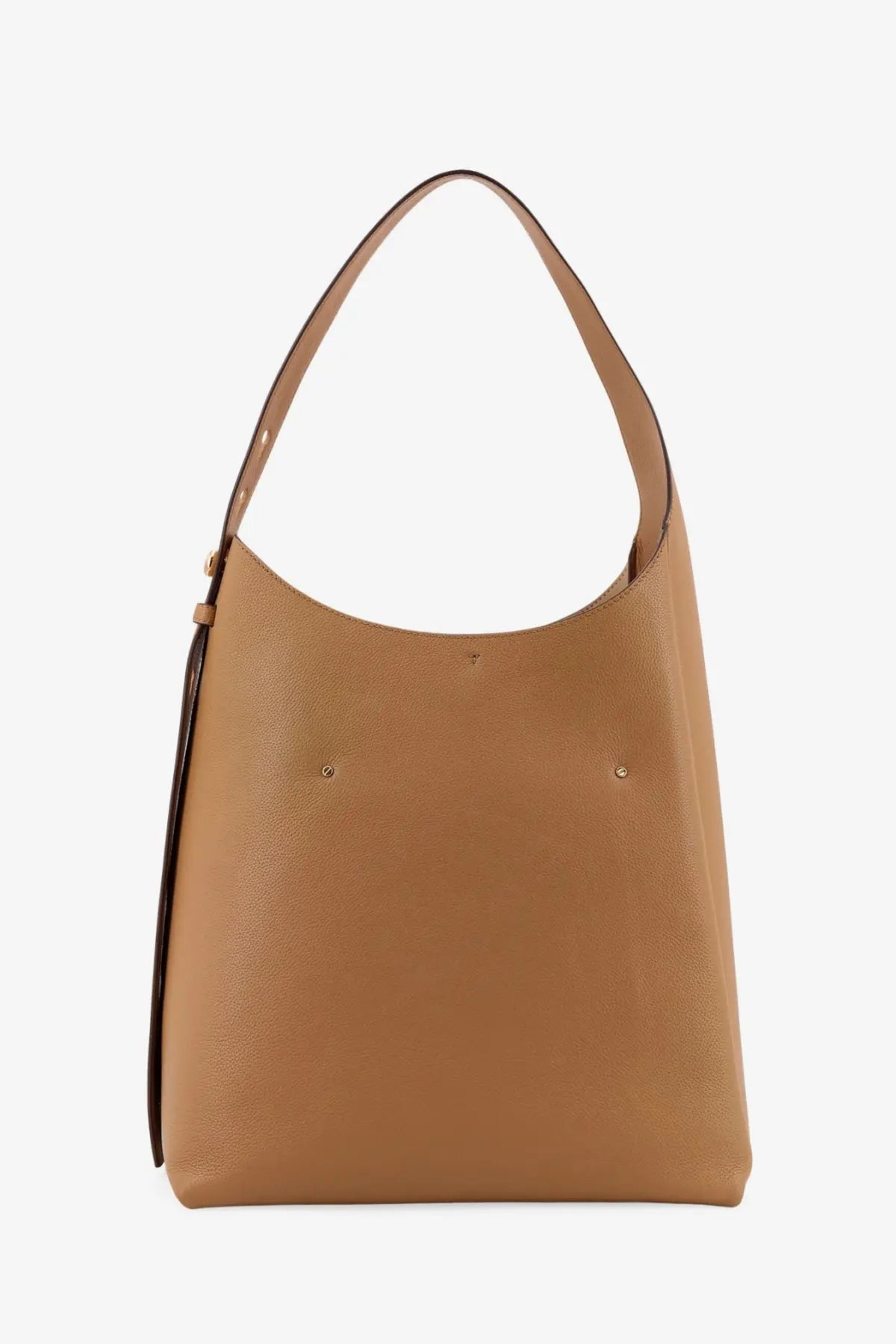 Tory Burch women’s romy hobo leather bag in brown tan with textured surface and gold-tone hardware accents