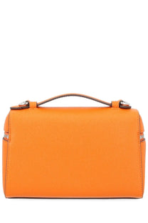 Bright orange leather tory burch womens romy slim bag with top handle and silver toned hardware