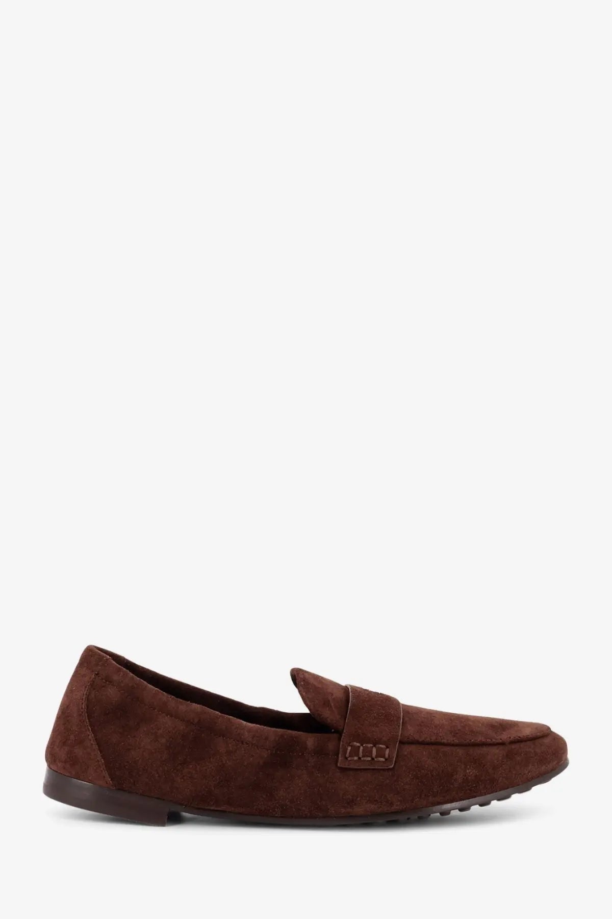 Tory Burch women’s black suede loafer with classic moccasin design and subtle textured pattern