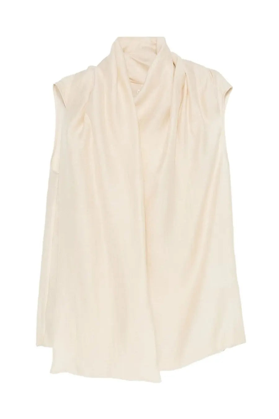 Cream-colored sleeveless blouse from Toteme featuring a draped flowing design in soft fabric for women