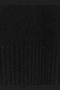 Toteme women’s cashmere turtleneck in black shown in ribbed knit fabric with textured vertical striped pattern