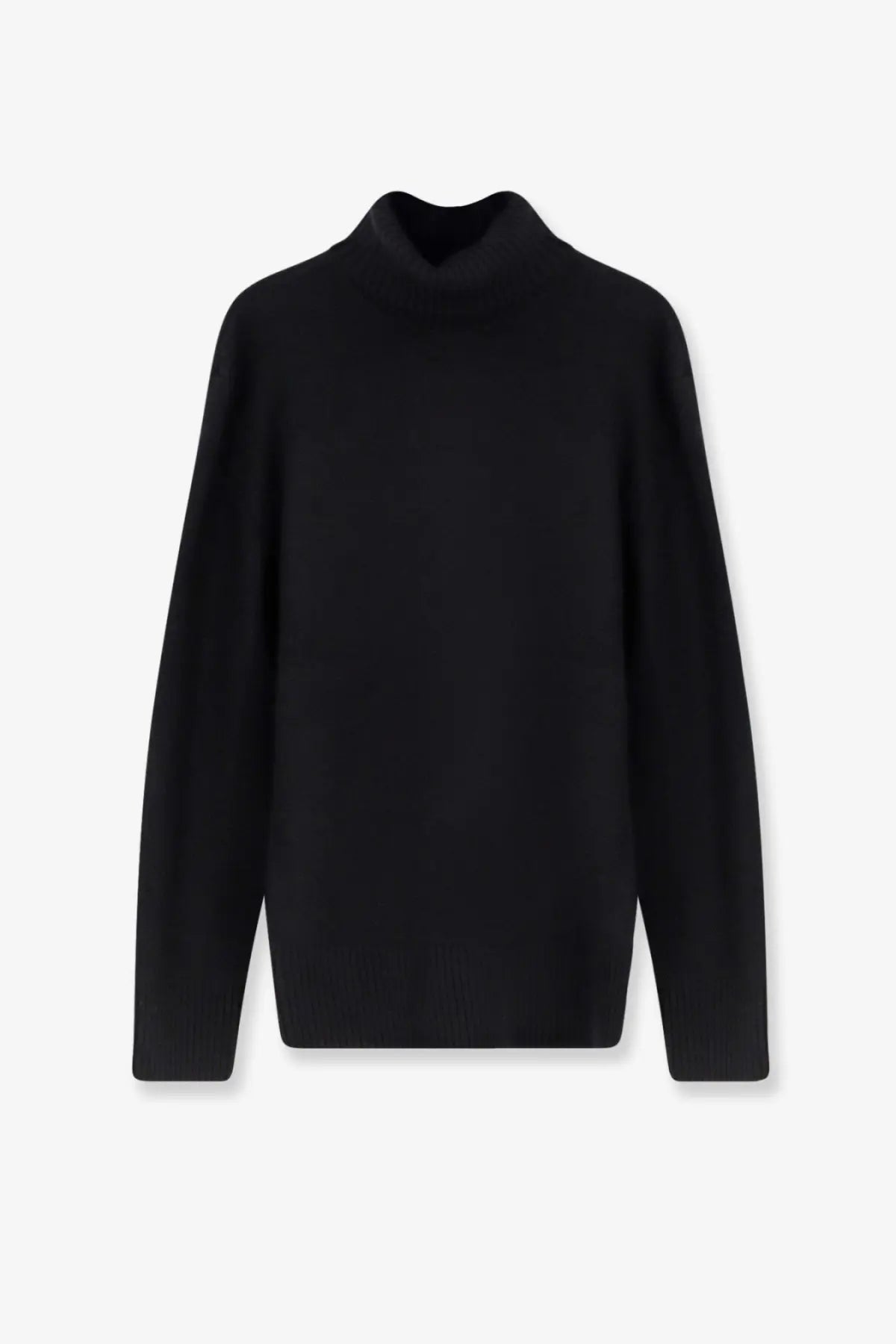 Toteme women’s cashmere turtleneck sweater in black with a smooth minimalist design