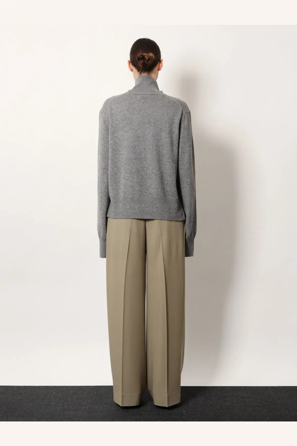 Toteme women’s cashmere grey turtleneck sweater with a subtle textured knit pattern for cozy layering