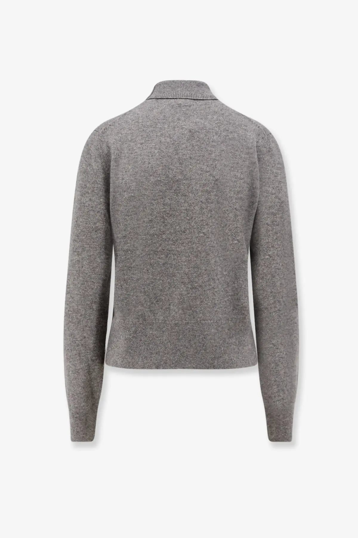 Gray textured knit cashmere turtleneck sweater with collar by toteme for women in grey