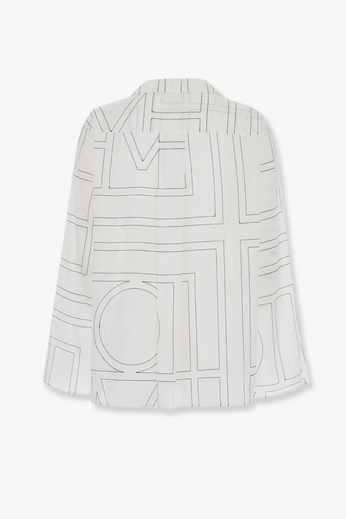 Toteme women’s cotton blend black pajama top with white blouse style and black geometric line pattern