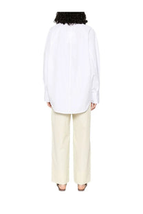 Toteme women’s white cotton shirt with oversized button-down front, long sleeves, and relaxed fit