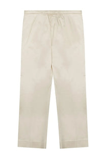 Toteme women’s cropped straight pants in cream with smooth fabric and elastic waistband for comfortable wear