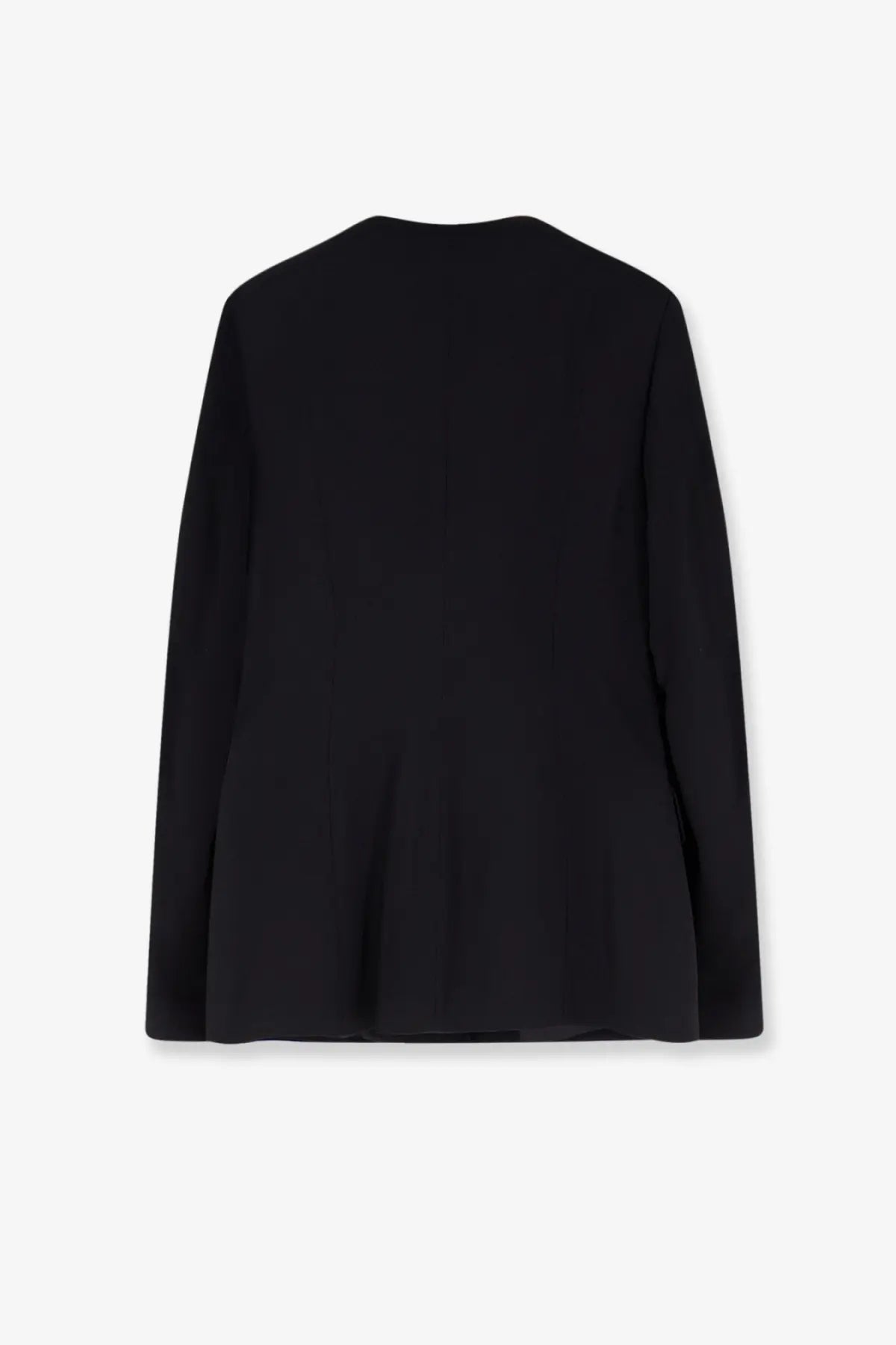 Toteme women’s evening black viscose blend blazer with long sleeves and a subtle peplum hem front view