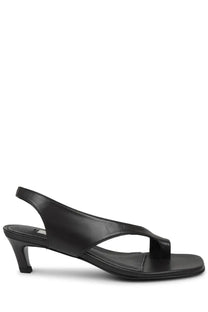 Toteme women’s black leather heeled sandal with a low heel and minimalist design