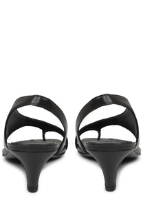 Toteme women’s black leather thong sandals with sleek minimalist design and low block heels