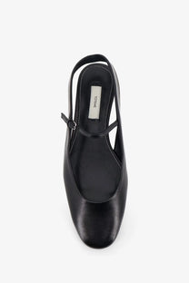 Toteme women’s leather ballerinas black mary jane flat shoe with sleek minimalist design and small buckle detail