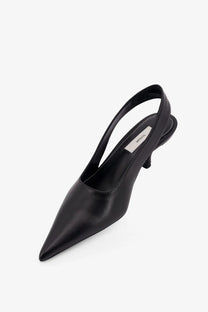 Toteme women’s black leather slingback pump with pointed toe and low heel for elegant wear
