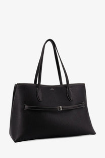 Toteme women’s black leather shoulder bag with structured shape and silver-toned buckle detail tote bag