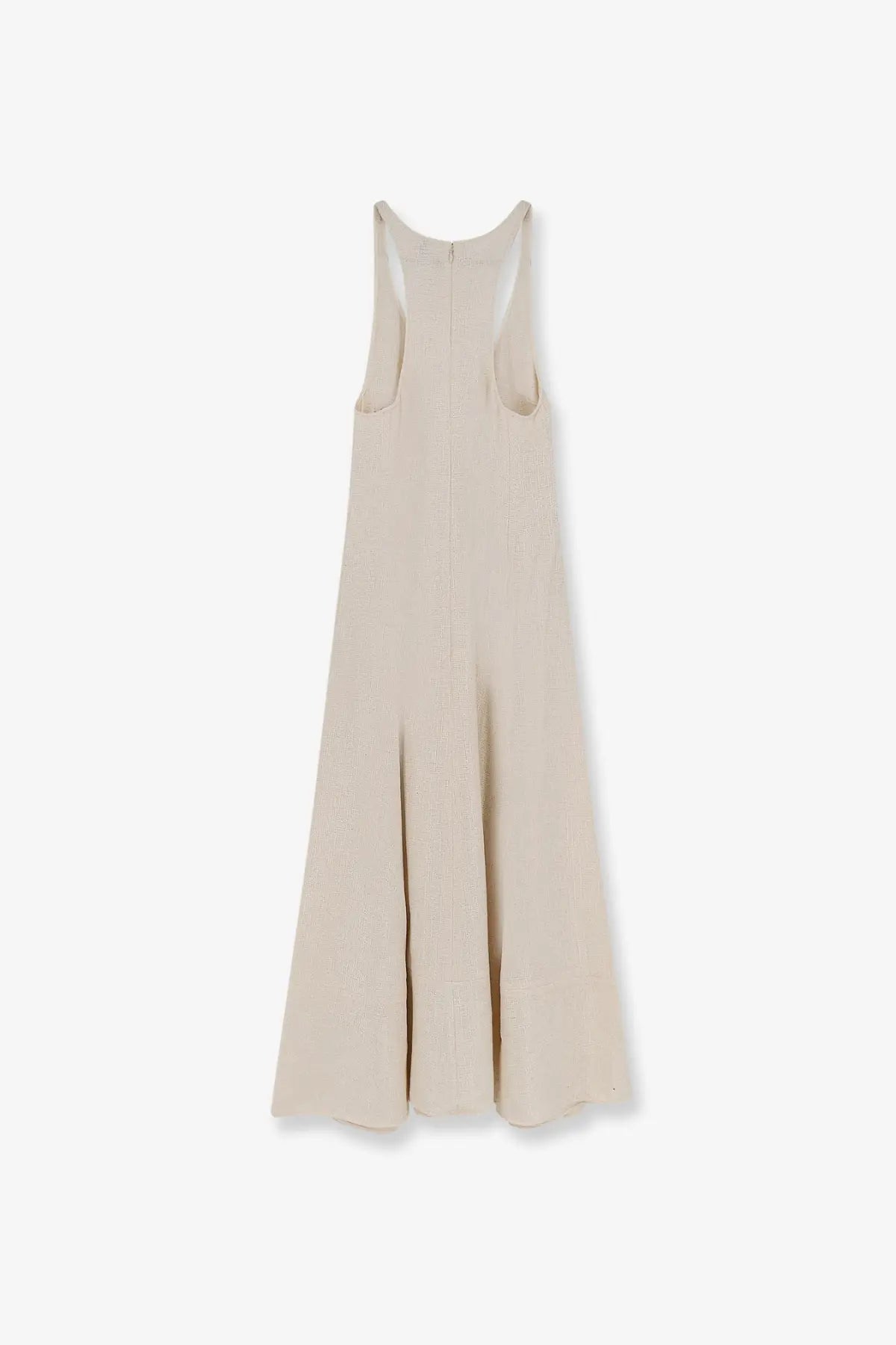 Toteme women’s long cotton beige sleeveless midi dress with subtle pleated hem and minimalist design