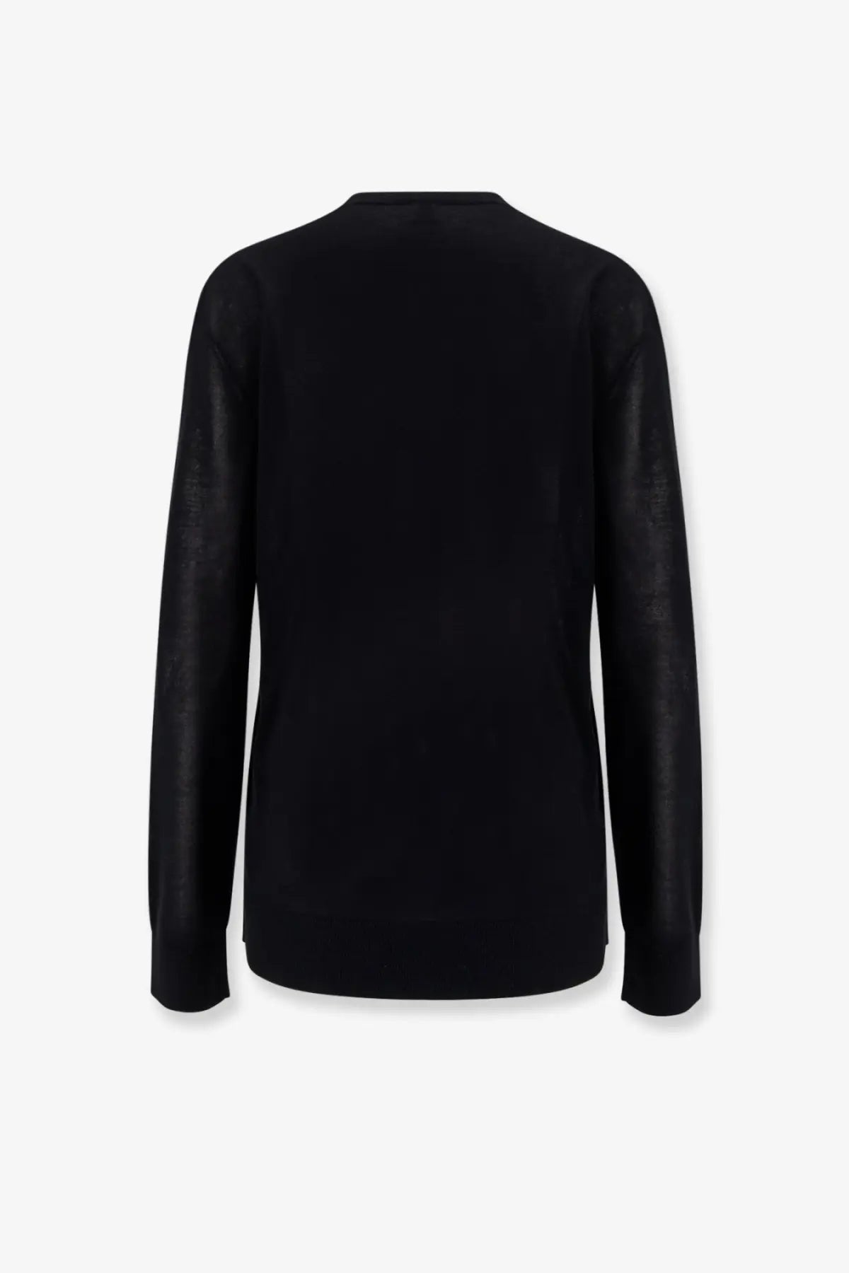 Toteme women’s lyocell sweater black with a sleek minimalist design and subtle textured detailing on the sleeves