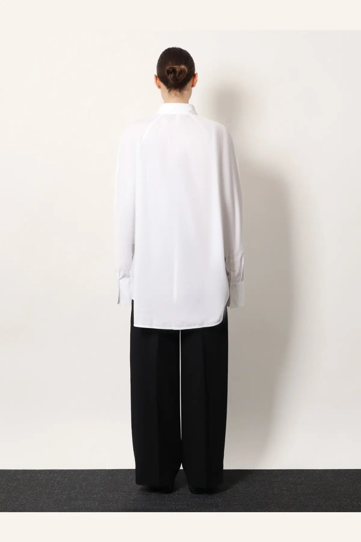 Toteme women’s organic cotton white oversized button up shirt with long sleeves and classic collar
