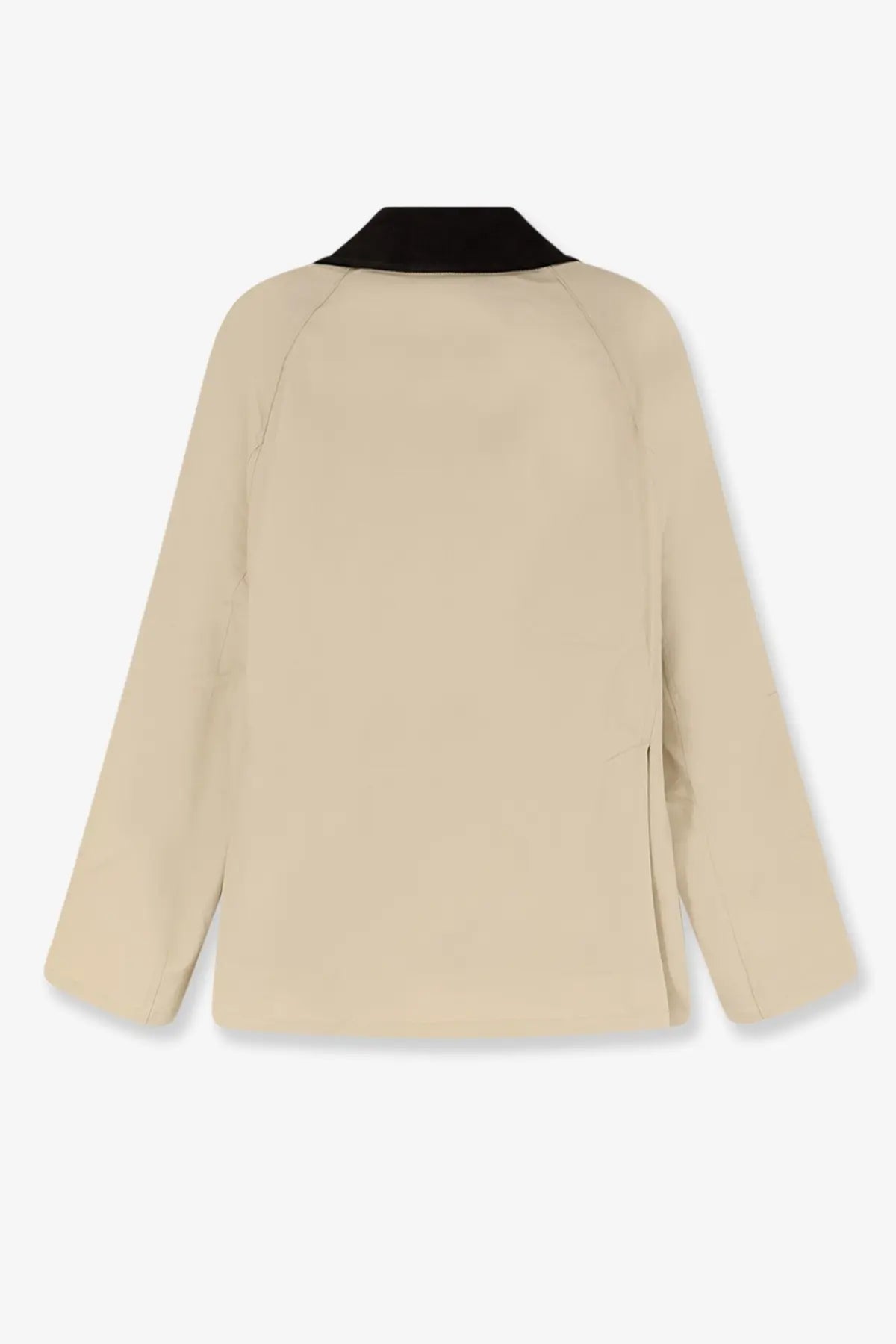 Beige Toteme women’s organic cotton summer country jacket with contrasting black collar and long sleeves