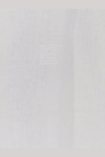 Toteme women’s oversized summer cotton and linen shirt white featuring white linen fabric with subtle embroidered square logo