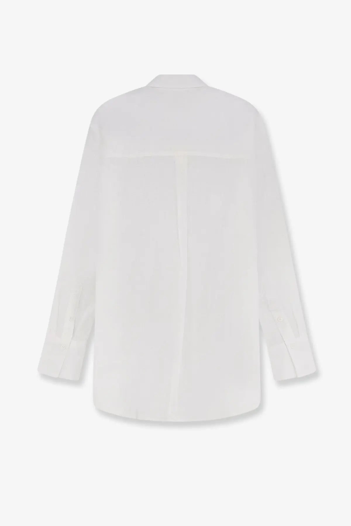 Toteme women’s oversized white button-up shirt in cotton and linen with a relaxed fit and long sleeves for summer