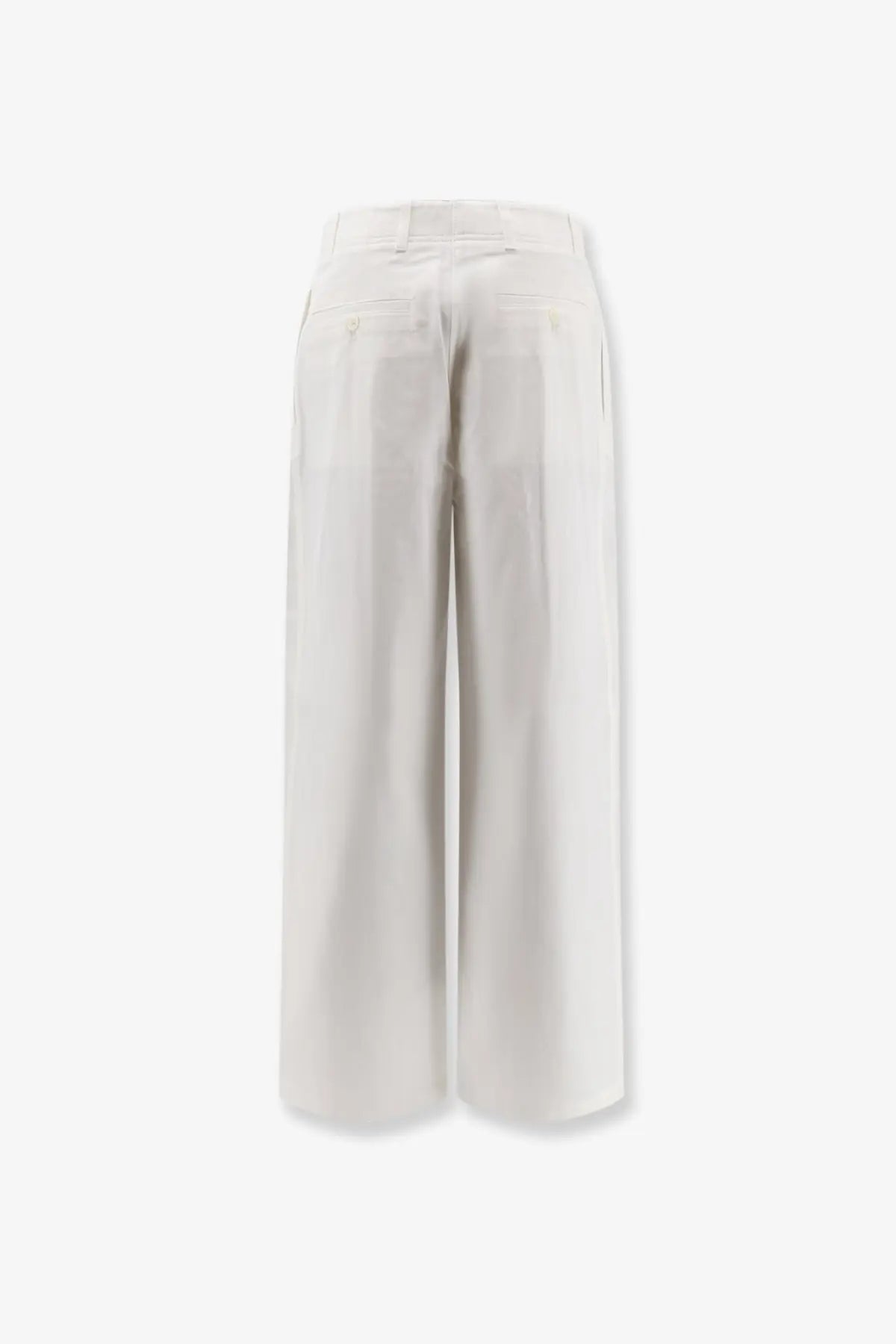 Toteme women’s cream-colored relaxed cotton wide-leg trousers with minimalist design and subtle waist pleats