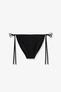 Black triangle nylon bikini bottom with adjustable side ties from toteme designed for women