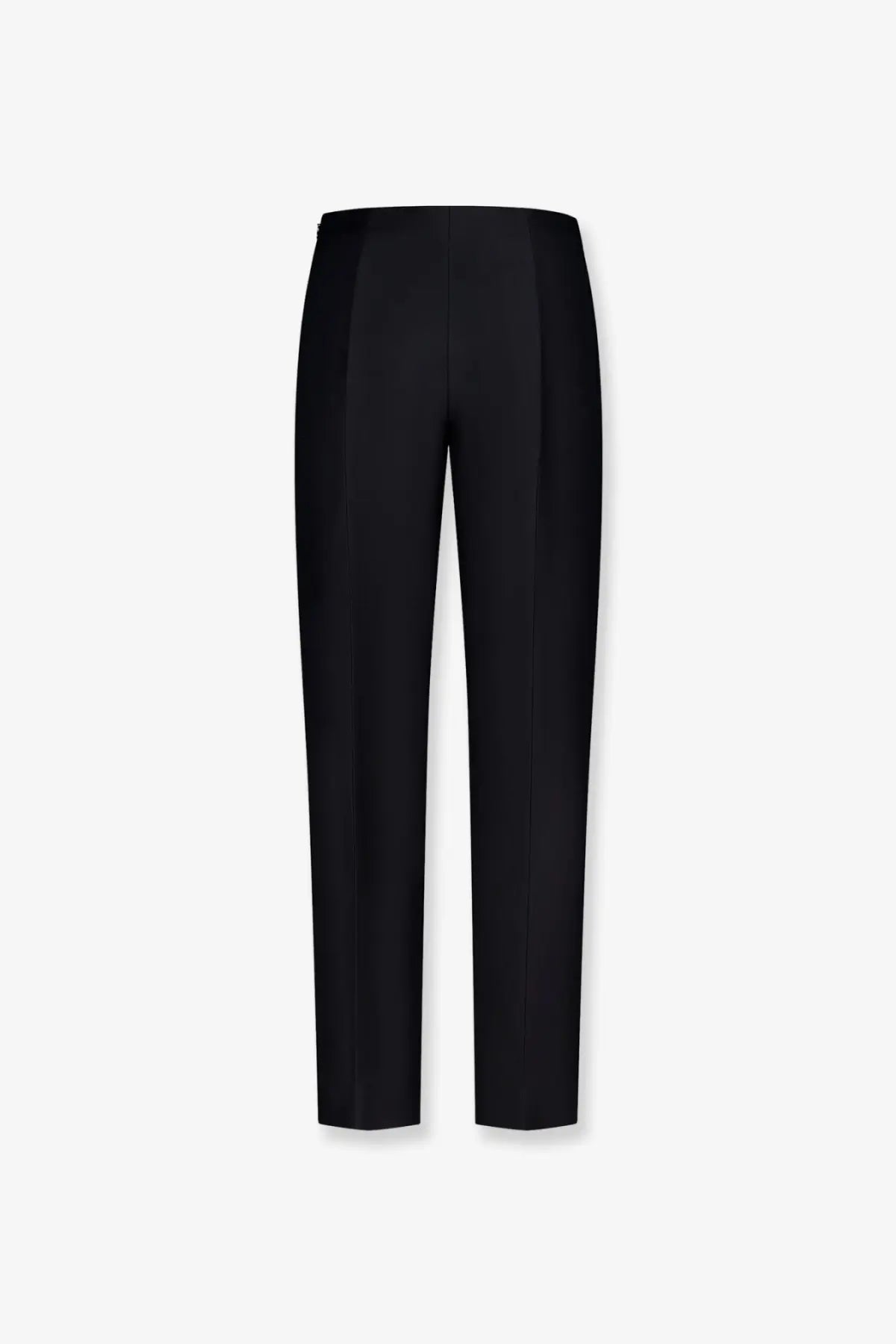 Toteme women’s slim black tailored trousers in wool and silk with a sleek straight-leg cut and subtle vertical seam detailing