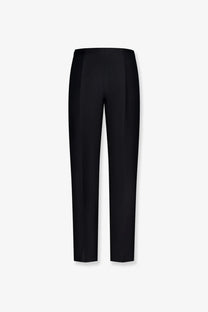 Toteme women’s slim black tailored trousers in wool and silk with a sleek straight-leg cut and subtle vertical seam detailing