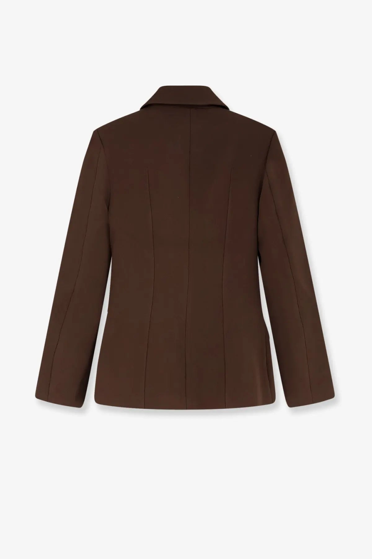 Toteme women’s slim fit tailored blazer in chocolate brown with a sleek silhouette and subtle vertical seams
