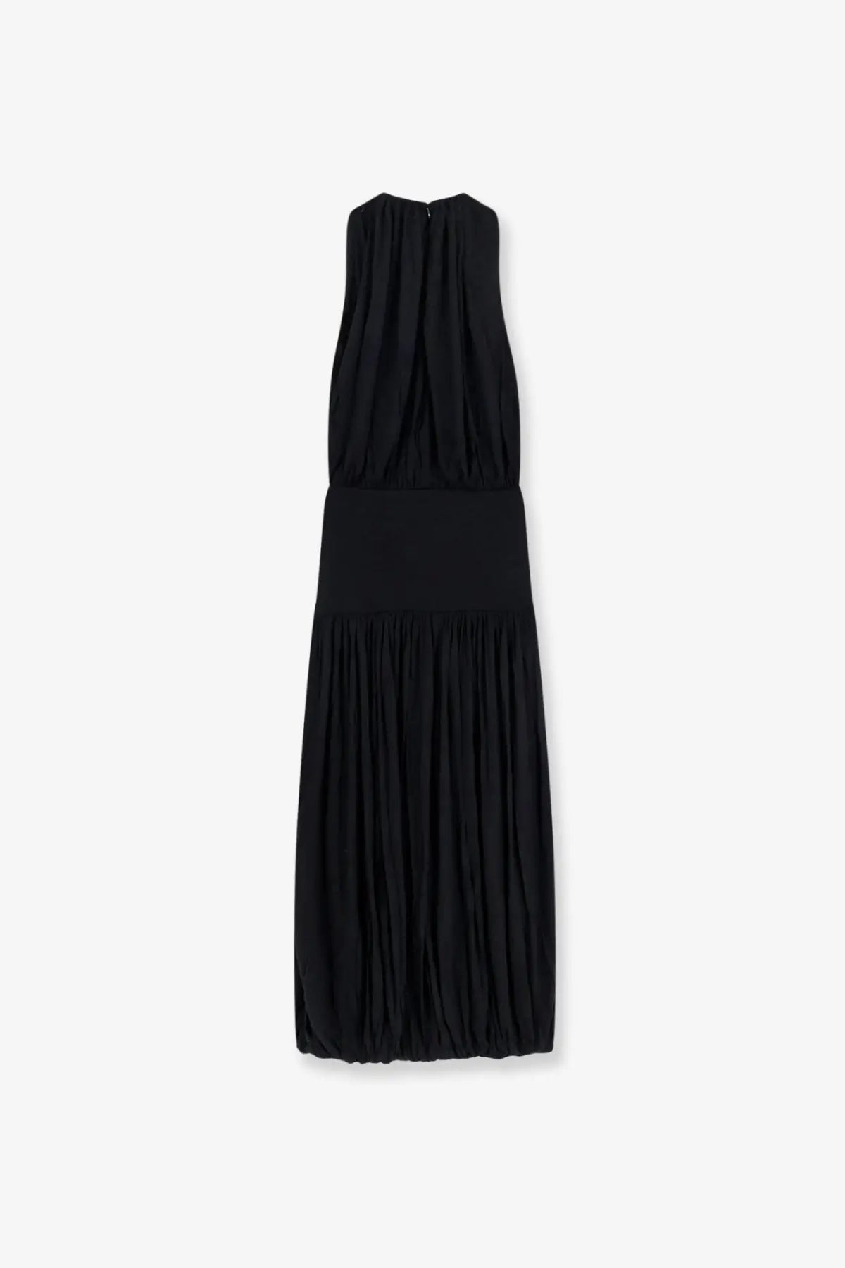 Toteme women’s black sleeveless midi dress with gathered viscose bodice and pleated skirt