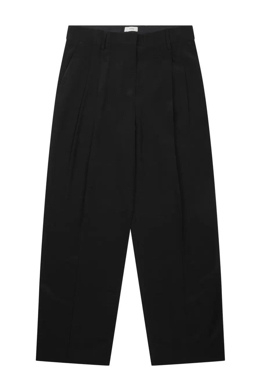Toteme women’s straight black pleated trousers with a sleek minimalist design in soft fabric