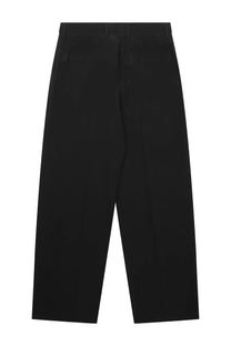 Toteme women’s black wide-leg trousers with sleek minimalist design and clean stitching in straight fit