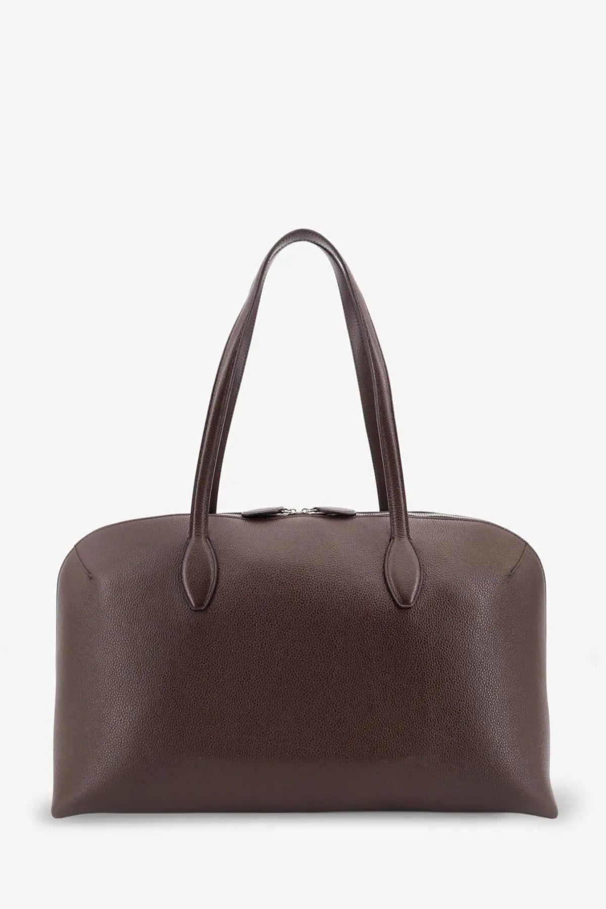 Toteme women’s brown leather satchel with pebbled texture and structured shape perfect for everyday use