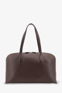 Toteme women’s brown leather satchel with pebbled texture and structured shape perfect for everyday use