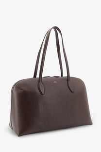 Toteme women’s suede handbag in brown with a sleek textured leather tote design and two sturdy handles