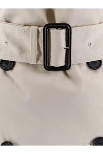 Toteme women’s trench washed cotton beige trench coat with black rectangular buckle and matching black buttons
