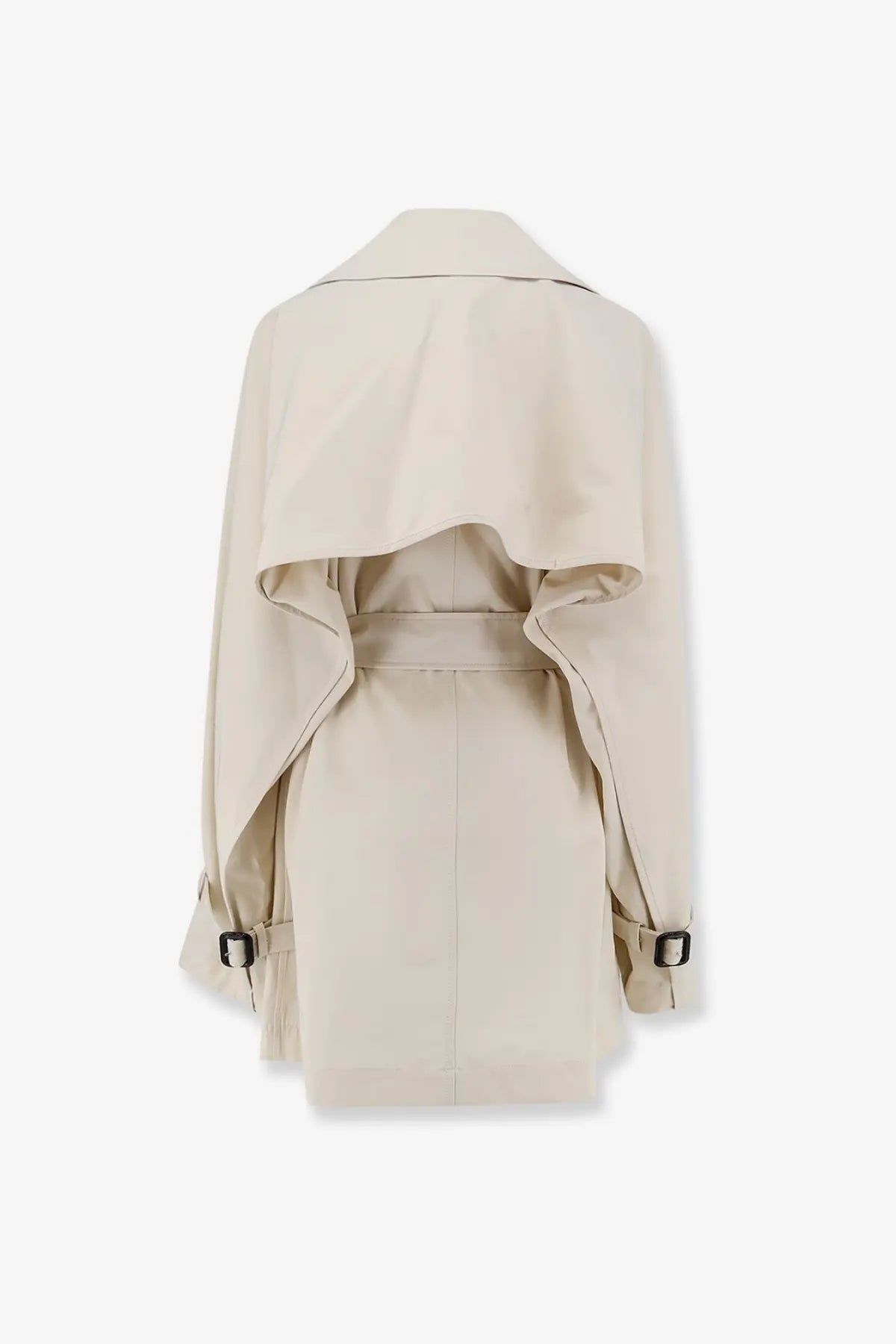 Toteme women’s trench washed cotton beige trench coat with draped asymmetrical design and black buckle details