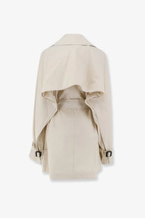 Toteme women’s trench washed cotton beige trench coat with draped asymmetrical design and black buckle details
