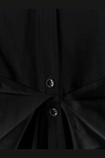 Black toteme women’s viscose long dress with silver-toned buttons and button-up shirt style front