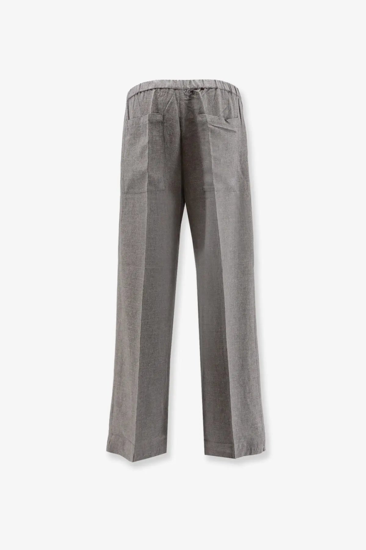 Toteme women’s grey viscose trousers with elastic waistband and subtle textured pattern in gray linen style
