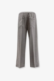 Toteme women’s grey viscose trousers with elastic waistband and subtle textured pattern in gray linen style