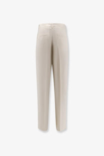 Beige toteme women’s viscose tailored trousers with a sleek straight-leg cut and subtle front pockets