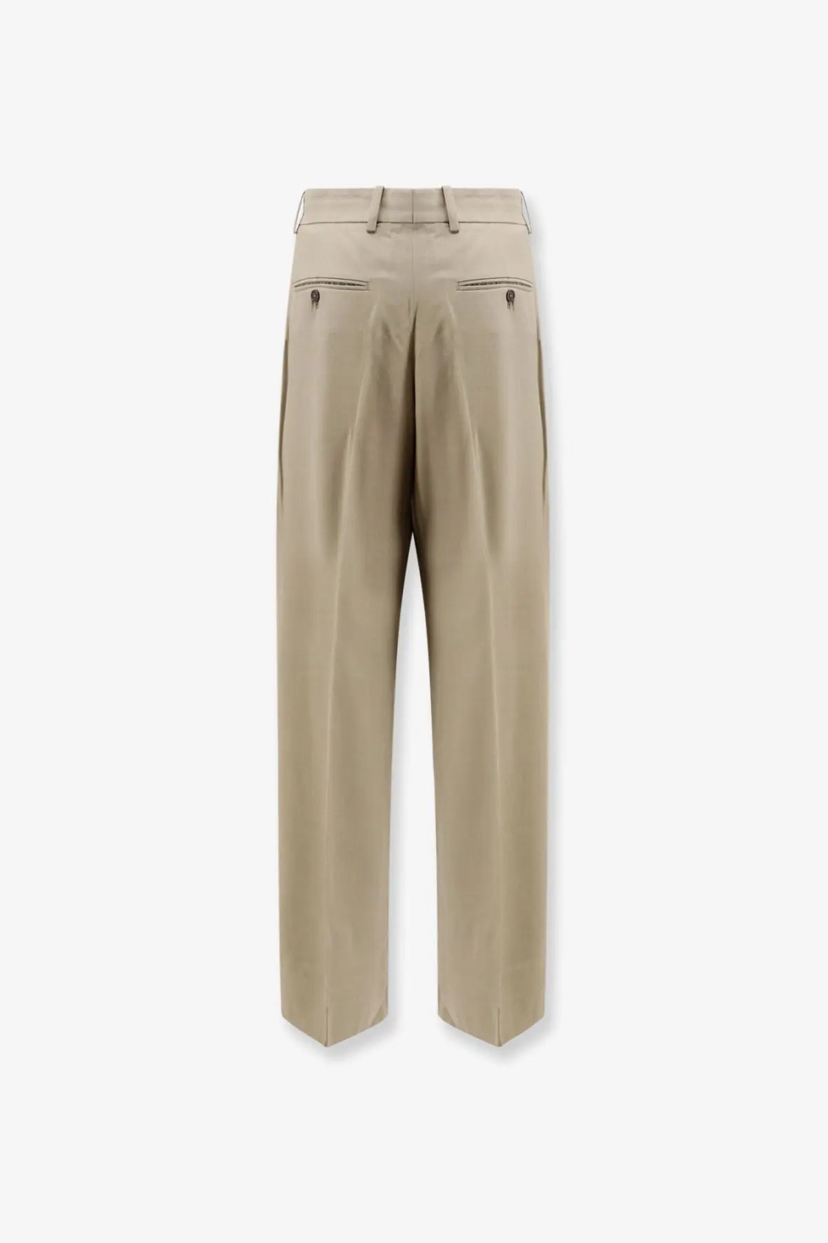 Toteme women’s beige viscose and wool trousers with tailored fit pleated design and subtle stitching details