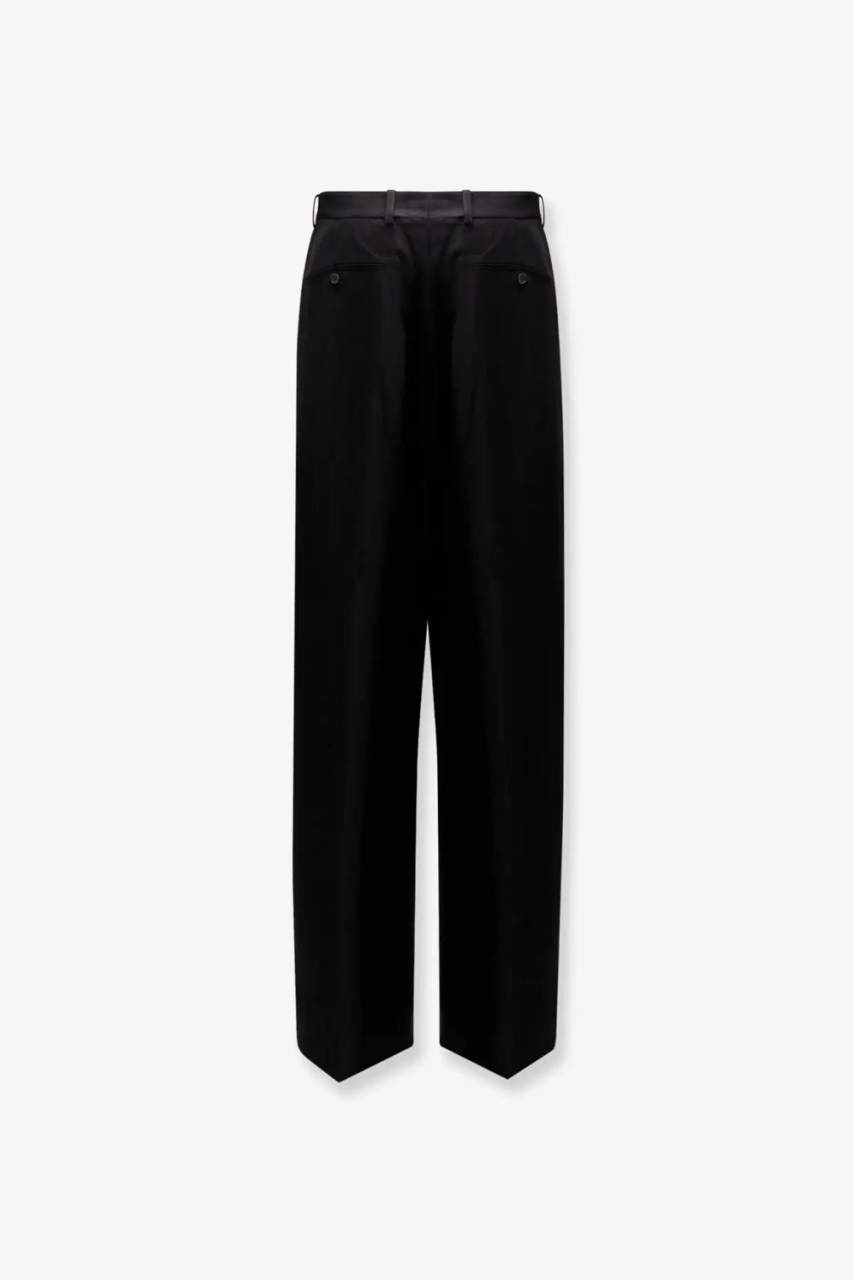 Black tailored toteme womens viscose and wool trousers with sleek straight leg cut and subtle back pleats visible in back view