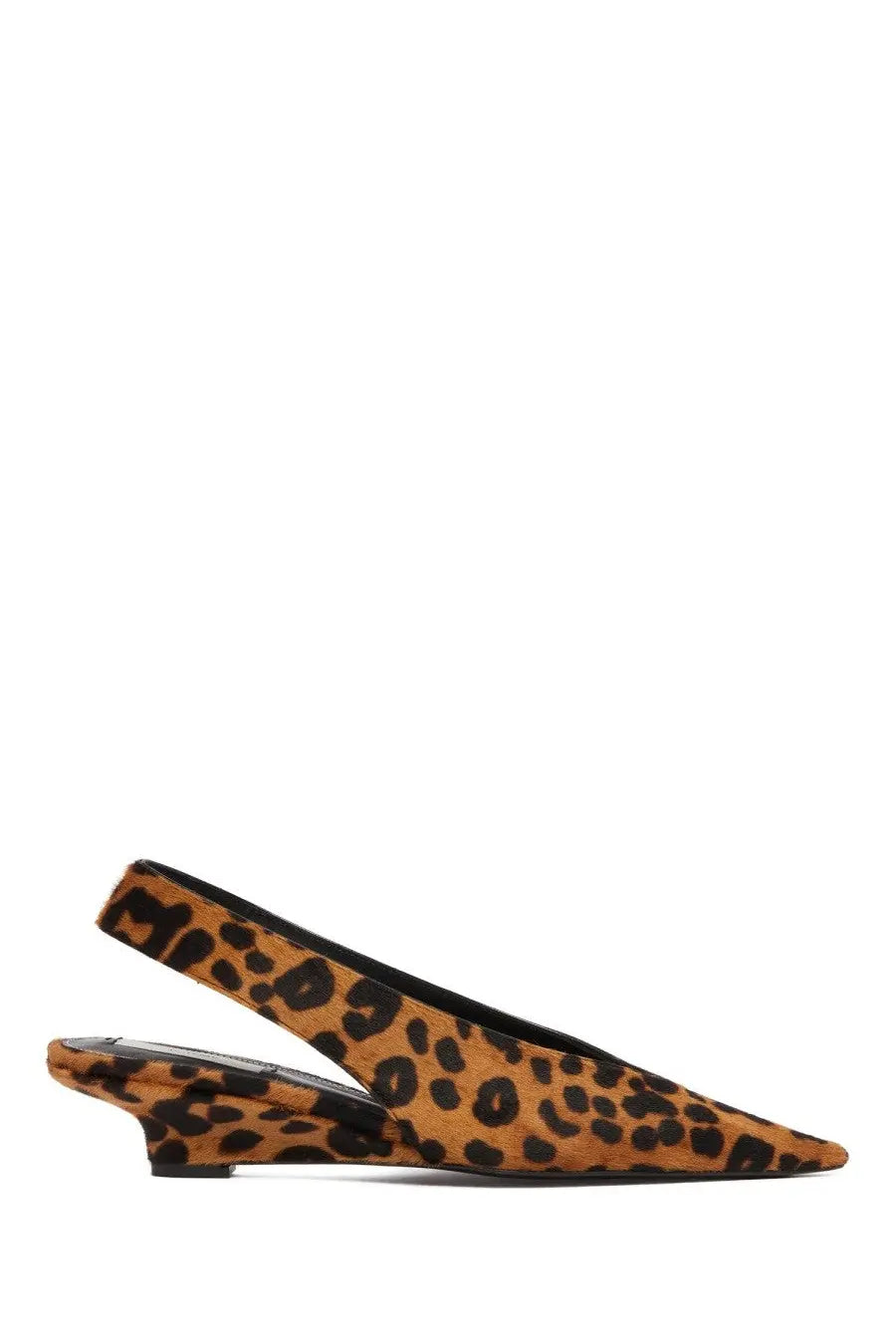 Toteme womens wedge slingback pumps in tan and black leopard-print suede with a low wedge heel