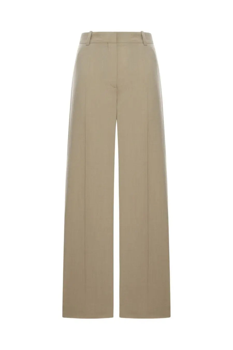 Beige high-waisted wide-leg wool blend tailored pants for women by Toteme with a sleek tailored design