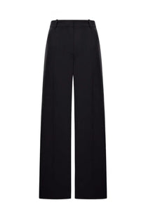 Black high-waisted wide-leg tailored wool blend trousers for women by Toteme with a sleek design