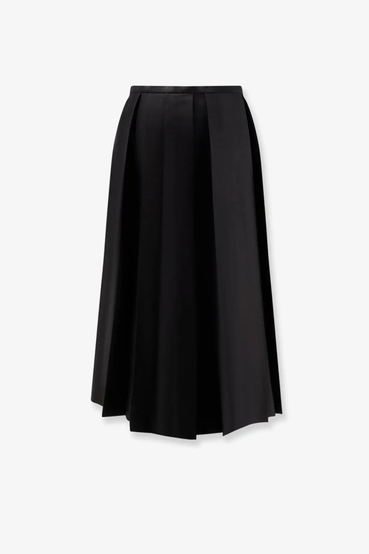 Toteme women’s black wool and silk midi dress with a pleated skirt and smooth structured waistband