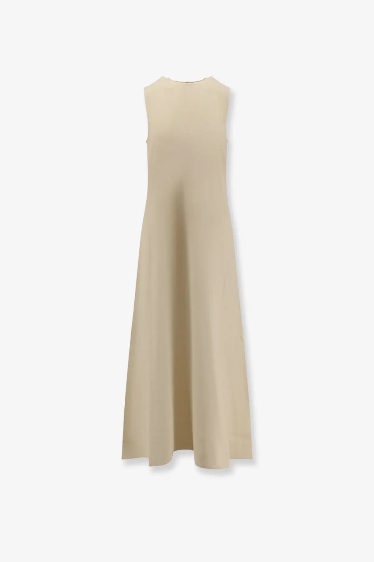Toteme women’s sleeveless beige viscose long dress with a simple elegant cut and floor-length design