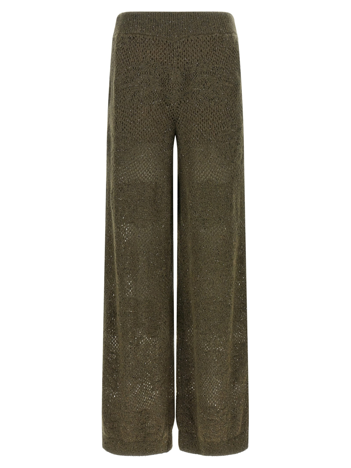 Brunello Cucinelli Track Flower Lace Pants Green